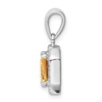 Sterling Silver Rhodium Plated Clear CZ and Square Yellow CZ Pendant - Image 2