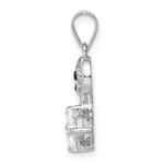 Sterling Silver Rhodium-plated Polished CZ Swan Couple Pendant - Image 2