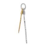 Sterling Silver Rhodium-plated Polished Gold Tone Double Feather Pendant - Image 2