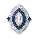Sterling Silver Rhodium-plated CZ/Synth. Blue Spinel Chain Slide