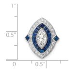Sterling Silver Rhodium-plated CZ/Synth. Blue Spinel Chain Slide - Image 4