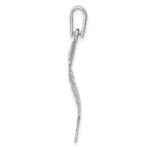 Sterling Silver Rhodium-plated Polished & D/C Small Leaf Pendant - Image 2