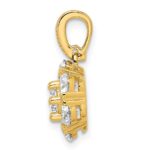 Sterling Silver Polished Gold-tone CZ Flower Pendant - Image 2