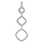 Sterling Silver Rhodium-plated Multi-color Nano Crystal Pendant - Image 4