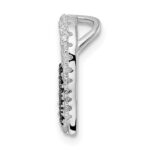 Sterling Silver Bk/Wht CZ Rhod-plated Paw Print Heart Chain Slide - Image 2