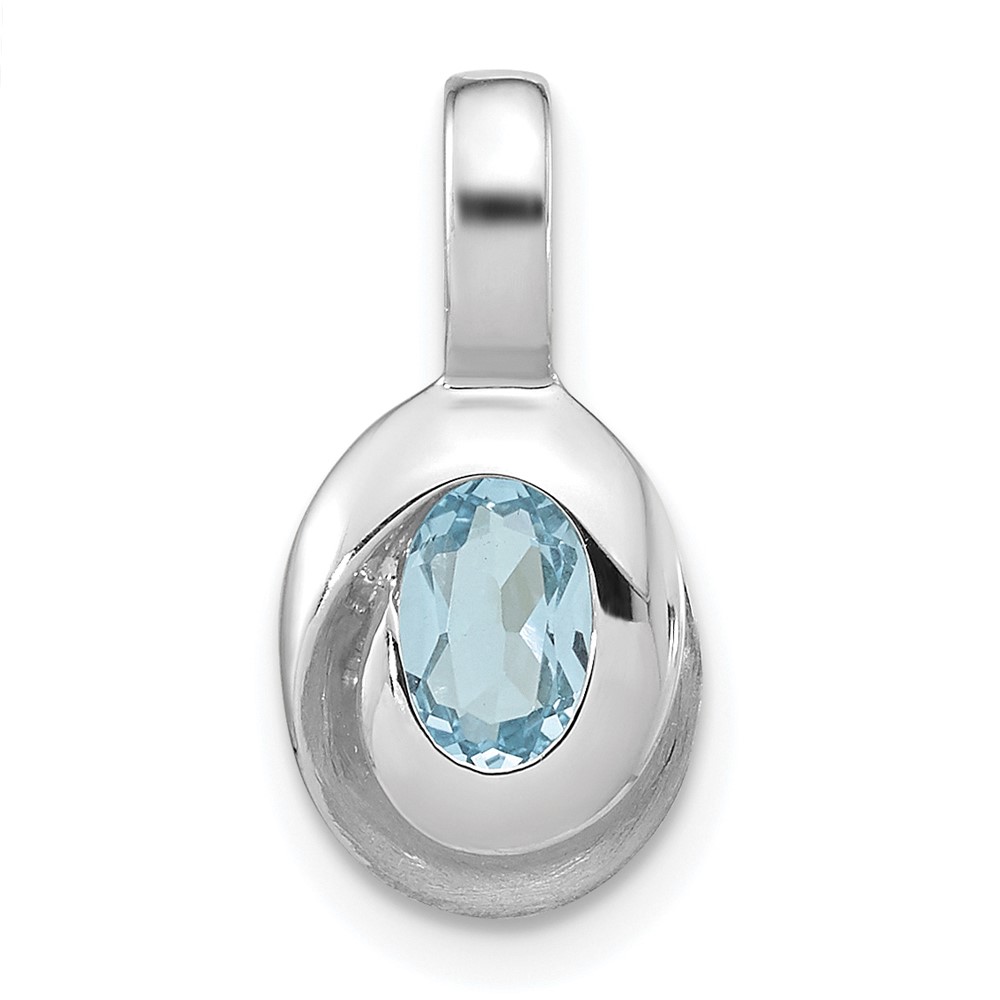 QP5525.jpg Sterling Silver Rh-plated Sky Blue Topaz Oval Pendant - Image 1