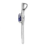 Sterling Silver Rhodium plated Blue & White CZ Slide Pendant - Image 2