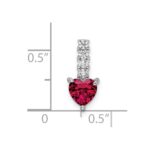 Sterling Silver Polished Rhodium-plated Created Ruby and CZ Heart Pendant - Image 3