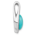 Sterling Silver Rh-plated Polished Chinese Turquoise Oval Pendant - Image 2
