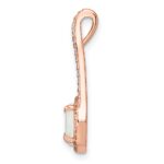 Sterling Silver Rose-tone White Created Opal & CZ Halo Pendant - Image 2