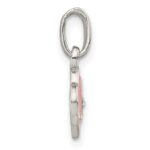 Sterling Silver Rhodium-plated Pink Enamel CZ Double Heart Pendant - Image 2