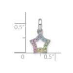 Sterling Silver Rhodium-plated Rainbow Nano Crystal Star Pendant - Image 3