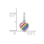 Sterling Silver RH-pltd Polished Rainbow Enamel Heart Children's Pendant - Image 3