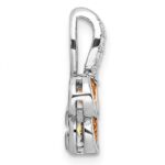 SS Rhod-plated Double Circle .5t.w. Citrine/White Topaz Pendant - Image 2