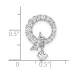 Sterling Silver Rhod-plated CZ Circle Chain Slide Pendant - Image 4