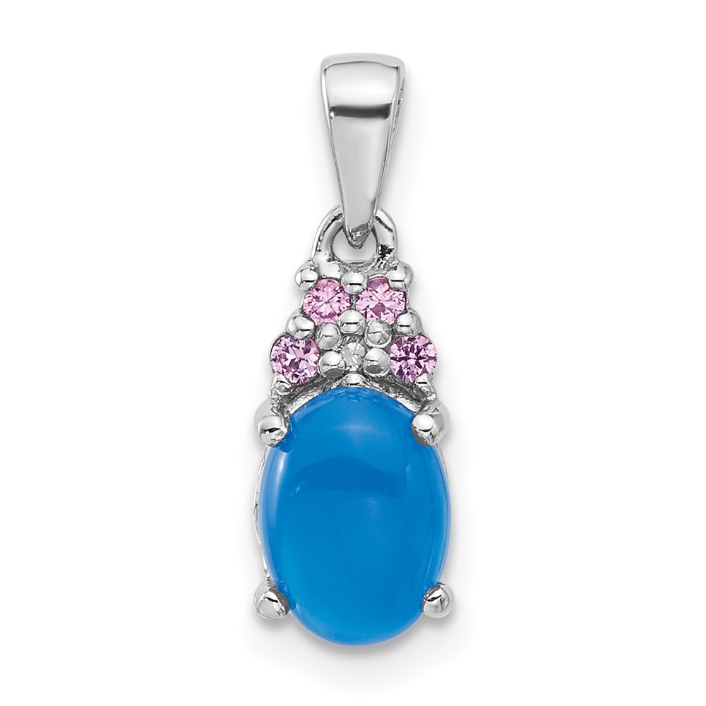 QP5747.jpg Sterling Silver Rh-plated Blue Onyx .08Cr.Pink Sapphire .005ct Dia. Pendant - Image 1