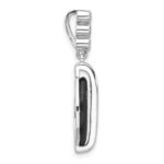 Sterling Silver Rhodium-plated Polished CZ Black Resin Pendant - Image 2
