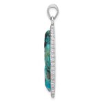 Sterling Silver Rhodium-plated Reconstituted Turquoise Flower Pendant - Image 2