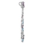 Sterling Silver Rh-plated Polished White/Blue/Purple CZ Teardrop Pendant - Image 2