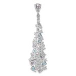 Sterling Silver Rh-plated Polished White/Blue/Purple CZ Teardrop Pendant - Image 3