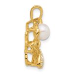 Sterling Silver Gold-plated FWC Pearl and CZ Butterfly Pendants - Image 2