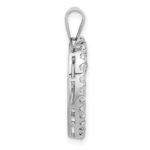Sterling Silver Rhodium-plated CZ Double Heart Pendant - Image 2