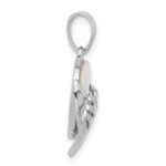 Sterling Silver Rhodium-plated White Created Opal Heart Wings Pendant - Image 2
