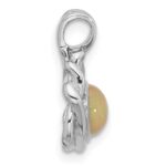 Sterling Silver Rhodium-plated Polished Round Opal Pendant - Image 2