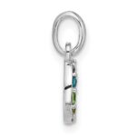 Sterling Silver Rhodium-plated Rainbow Crystal Moon Children's Pendant - Image 2