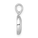 Sterling Silver Rhod-plated Polished Pink Enamel Heart Children's Pendant - Image 2