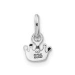 Sterling Silver RH-plated Pink Enameled Heart Crown Children's Pendant - Image 3
