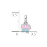 Sterling Silver Rhodium-plated Children's Small Enamel Butterfly Pendant - Image 4