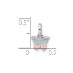 Sterling Silver Rhodium-plated Children's Small Enamel Butterfly Pendant - Image 4