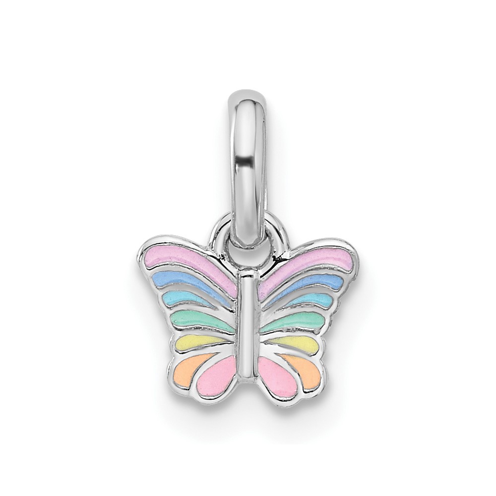 QP5859.jpg Sterling Silver Rhodium-plated Children's Small Enamel Butterfly Pendant - Image 1