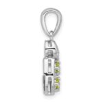 Sterling Silver Rhodium-plated Peridot and CZ Swirl Pendant - Image 2