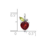 Sterling Silver Rhodium-plated Garnet and Peridot Apple Pendant - Image 4