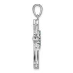Sterling Silver Rhodium-plated London Blue Topaz Cross Pendant - Image 2