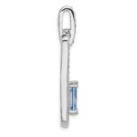 Sterling Silver Rhodium-plated Polished Blue Topaz and CZ Pendant - Image 2
