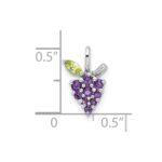 Sterling Silver Rhodium-plated Amethyst and Peridot Grapes Pendant - Image 4