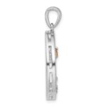 Sterling Silver Rhodium-plated Polished Rainbow Multi-Gemstone Ocean Palm Tree Pendant - Image 2