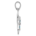 Sterling Silver Rhodium-plated Polished Blue Enamel Stingray Pendant - Image 2