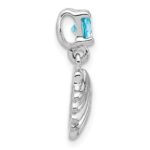 Sterling Silver Rhodium-plated Polished Blue CZ  Shell Chain Slide Pendant - Image 2