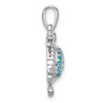 Sterling Silver Rhodium-plated Polished CZ Turtle Pendant - Image 2