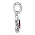 Sterling Silver Rhodium-plated Polished and Antiqued Crystal January Birthstone Turtle Pendant - Image 2