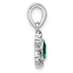 Sterling Silver Rhodium-plated Polished and Antiqued Crystal May Birthstone Turtle Pendant - Image 2