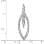 Sterling Silver Rhodium-plated CZ Oval Drop Pendant - Image 4