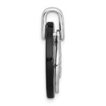 Sterling Silver Rhodium-plated Polished Onyx Circle and CZ Leaf Dangle Pendant - Image 2
