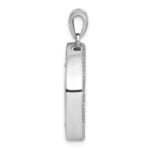 Sterling Silver Rhodium-plated Polished Onyx Circle and CZ Leaves Pendant - Image 2
