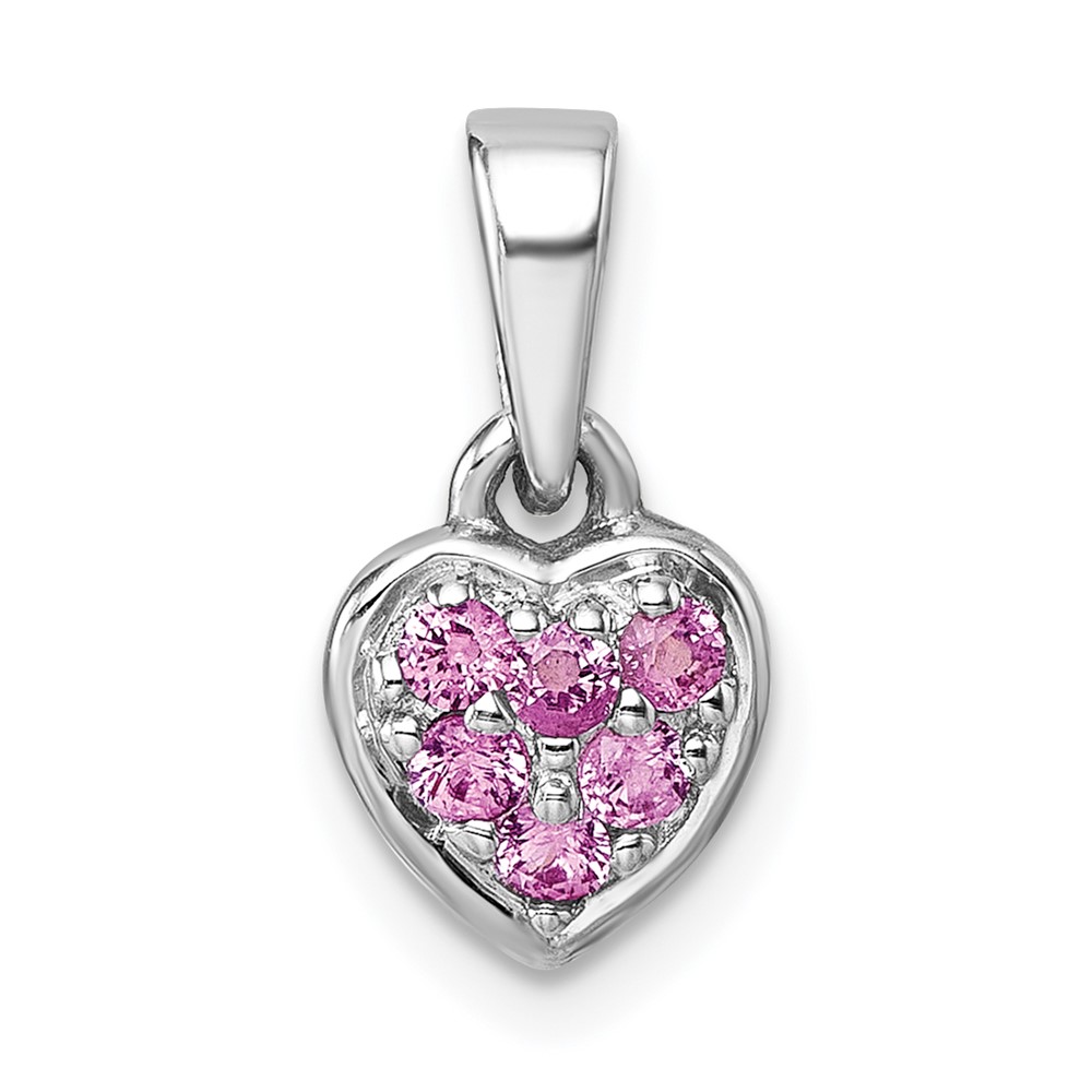 QP5947.jpg Sterling Silver Rhodium-plated Polished Pink CZ Heart Pendant - Image 1