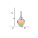 Sterling Silver Madi K Rhodium-plated Enameled Pastel Rainbow Heart Childrens Pendant - Image 4